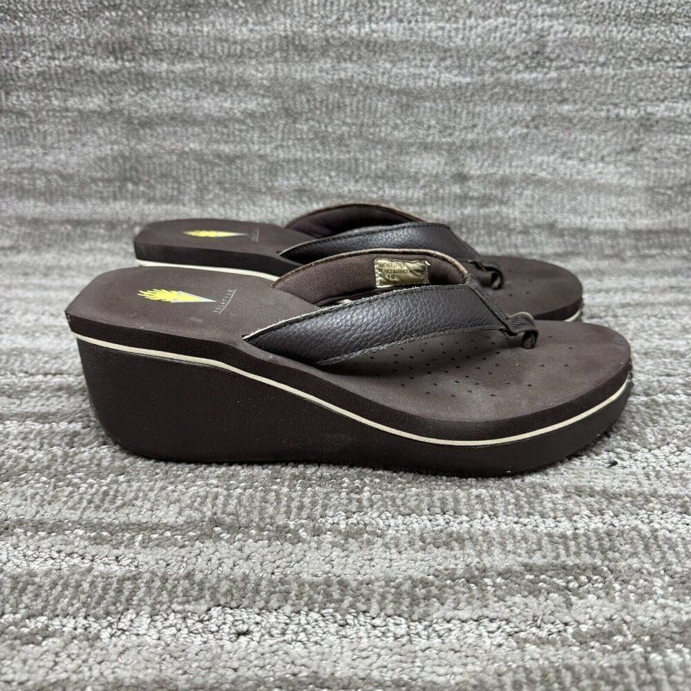 Volatile Frappachino  Shoes Brown Platform Wedge Thong Sandal Size 10